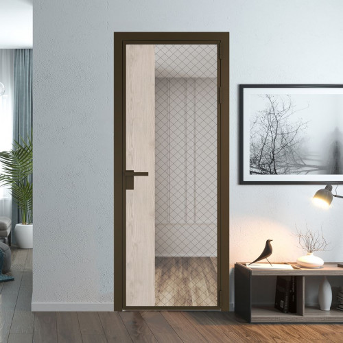 Межкомнатная дверь ProfilDoors 7 AG стекло Ромб черный цвет профиля Деорэ вставка Каштан светлый