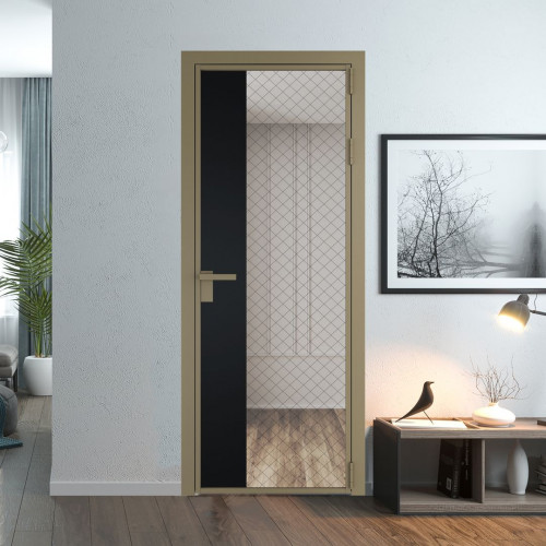 Межкомнатная дверь ProfilDoors 7 AG стекло Ромб черный цвет профиля Шампань вставка Блэк