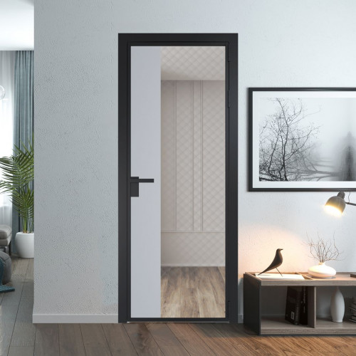 Межкомнатная дверь ProfilDoors 7 AG стекло Ромб серебро цвет профиля Черный матовый вставка Лайт Грей