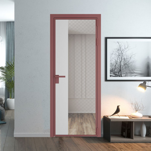 Межкомнатная дверь ProfilDoors 7 AG стекло Ромб серебро цвет профиля Красный антрацит вставка Крем Вайт