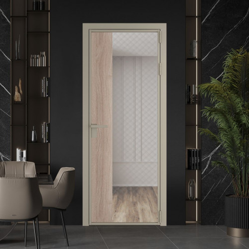 Межкомнатная дверь ProfilDoors 7 AG стекло Ромб серебро цвет профиля Никель матовый вставка Дуб Сонома