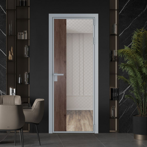 Межкомнатная дверь ProfilDoors 7 AG стекло Ромб серебро цвет профиля Серебро вставка Дуб Тобакко