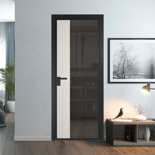 Межкомнатная дверь ProfilDoors 7 AG стекло Тонированное цвет профиля Черный матовый вставка Перламутр белый
