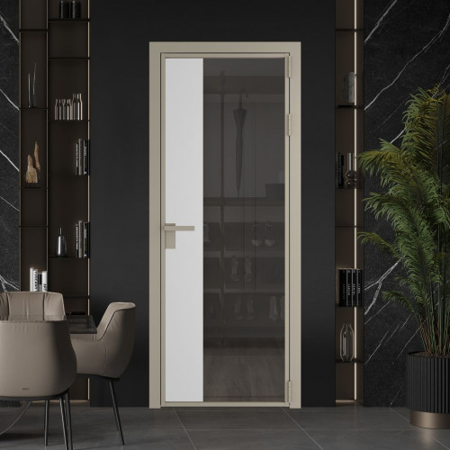 Межкомнатная дверь ProfilDoors 7 AG стекло Тонированное цвет профиля Никель матовый вставка Крем Вайт