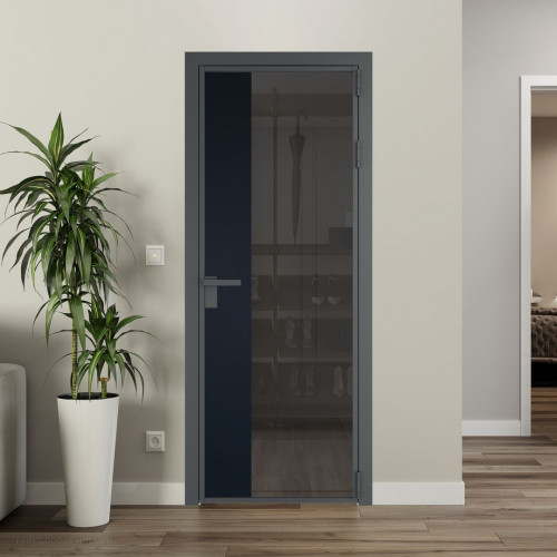 Межкомнатная дверь ProfilDoors 7 AG стекло Тонированное цвет профиля Серая ночь вставка Нэви Блу