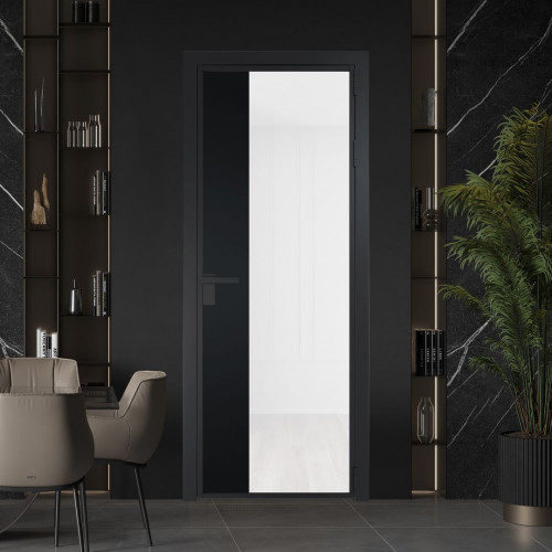 Межкомнатная дверь ProfilDoors 7 AG стекло Триплекс белый цвет профиля Черный матовый вставка Блэк