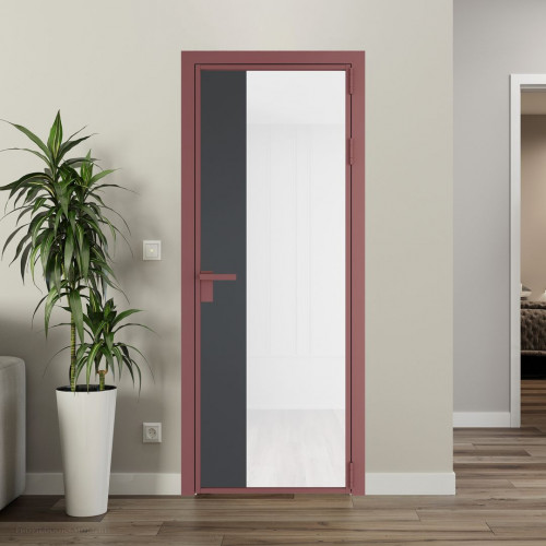 Межкомнатная дверь ProfilDoors 7 AG стекло Триплекс белый цвет профиля Красный антрацит вставка Графит