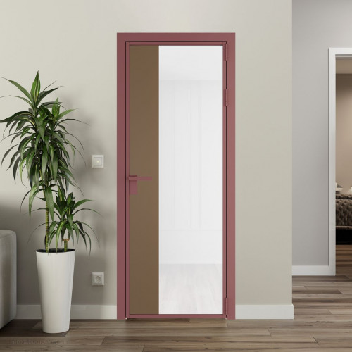 Межкомнатная дверь ProfilDoors 7 AG стекло Триплекс белый цвет профиля Красный антрацит вставка Перламутр золото