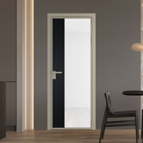 Межкомнатная дверь ProfilDoors 7 AG стекло Триплекс белый цвет профиля Никель матовый вставка Блэк