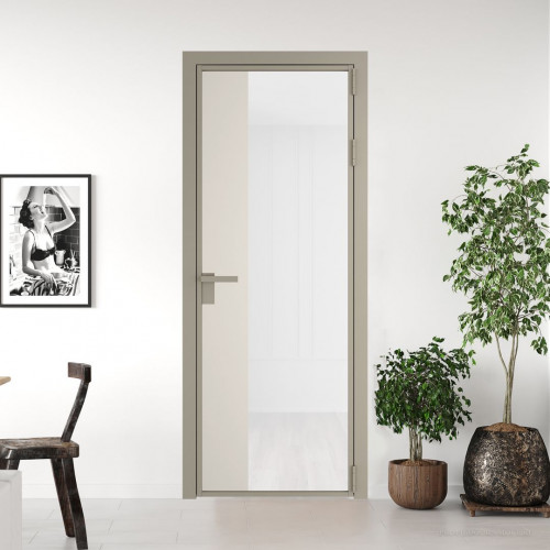 Межкомнатная дверь ProfilDoors 7 AG стекло Триплекс белый цвет профиля Никель матовый вставка Перламутр белый