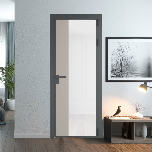 Межкомнатная дверь ProfilDoors 7 AG стекло Триплекс белый цвет профиля Серая ночь вставка Сэнд