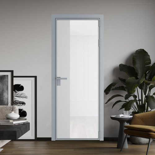 Межкомнатная дверь ProfilDoors 7 AG стекло Триплекс белый цвет профиля Серебро вставка Крем Вайт