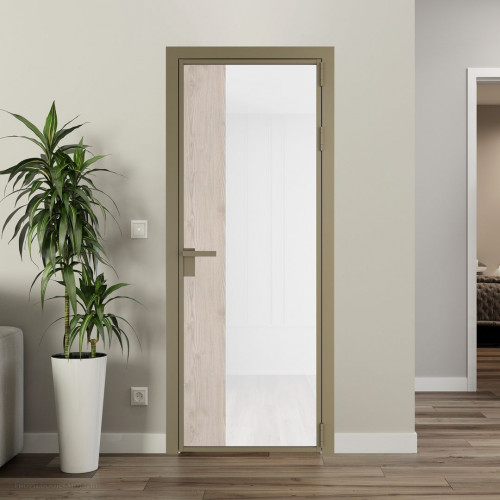 Межкомнатная дверь ProfilDoors 7 AG стекло Триплекс белый цвет профиля Шампань вставка Каштан светлый