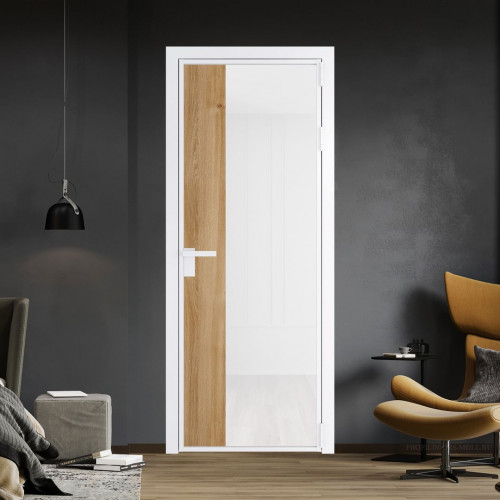 Межкомнатная дверь ProfilDoors 7 AG стекло Триплекс белый цвет профиля Вайт вставка Дуб Карамель