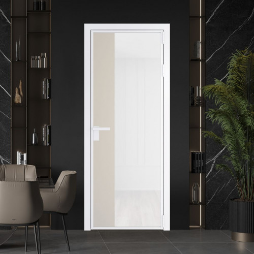 Межкомнатная дверь ProfilDoors 7 AG стекло Триплекс белый цвет профиля Вайт вставка Кремовая Магнолия