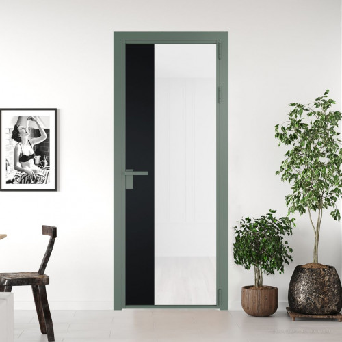 Межкомнатная дверь ProfilDoors 7 AG стекло Триплекс белый цвет профиля Зеленый воск вставка Блэк