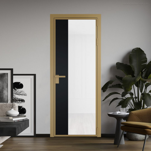Межкомнатная дверь ProfilDoors 7 AG стекло Триплекс белый цвет профиля Золото вставка Блэк