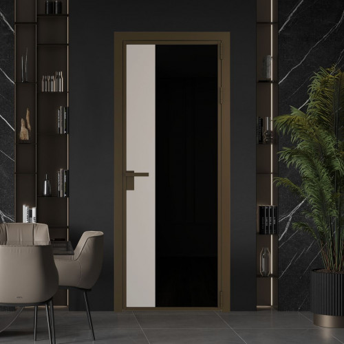 Межкомнатная дверь ProfilDoors 7 AG стекло Триплекс черный цвет профиля Деорэ вставка Сэнд