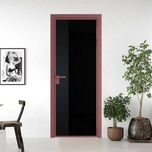 Межкомнатная дверь ProfilDoors 7 AG стекло Триплекс черный цвет профиля Красный антрацит вставка Блэк