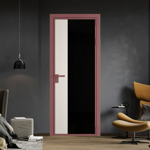 Межкомнатная дверь ProfilDoors 7 AG стекло Триплекс черный цвет профиля Красный антрацит вставка Перламутр белый