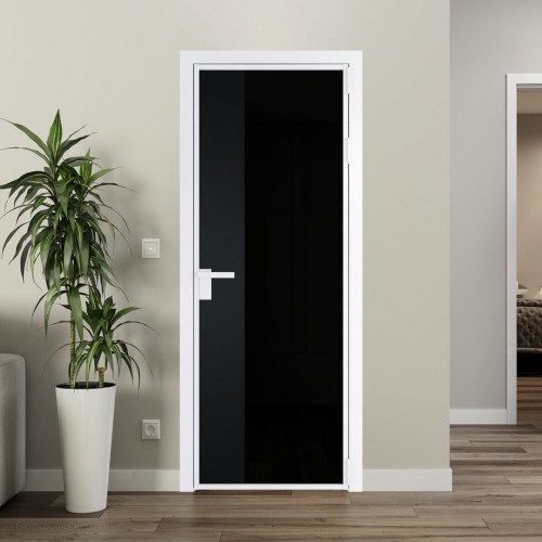 Межкомнатная дверь ProfilDoors 7 AG стекло Триплекс черный цвет профиля Вайт вставка Блэк