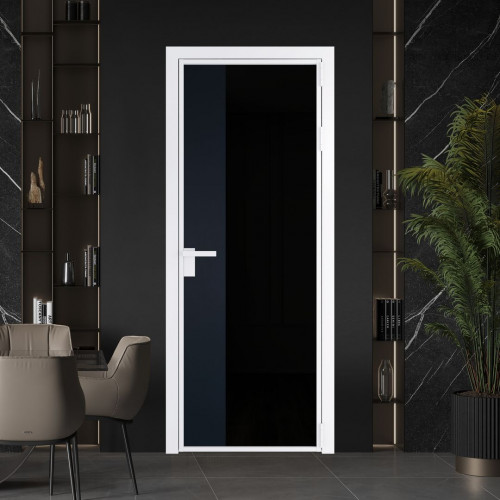 Межкомнатная дверь ProfilDoors 7 AG стекло Триплекс черный цвет профиля Вайт вставка Нэви Блу