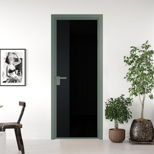 Межкомнатная дверь ProfilDoors 7 AG стекло Триплекс черный цвет профиля Зеленый воск вставка Блэк