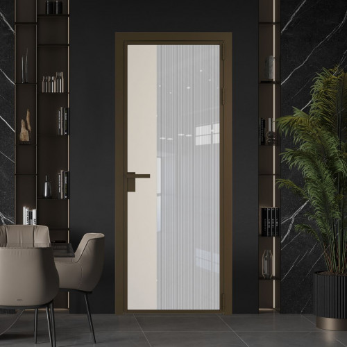 Межкомнатная дверь ProfilDoors 7 AG стекло Узор Страйп цвет профиля Деорэ вставка Кремовая Магнолия