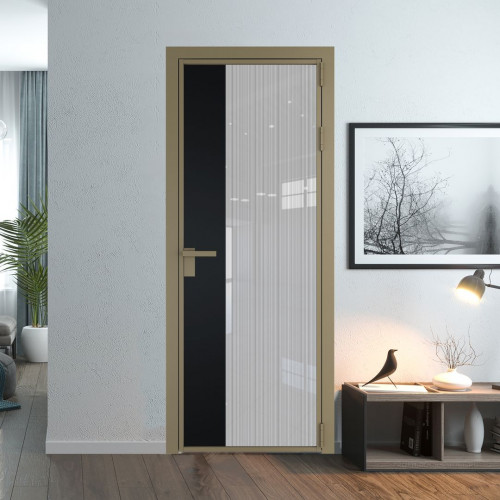 Межкомнатная дверь ProfilDoors 7 AG стекло Узор Страйп цвет профиля Шампань вставка Блэк