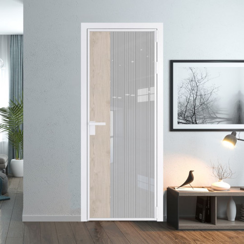 Межкомнатная дверь ProfilDoors 7 AG стекло Узор Страйп цвет профиля Вайт вставка Каштан светлый