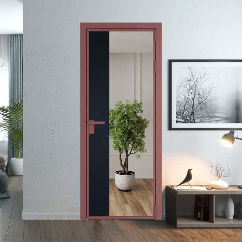 Межкомнатная дверь ProfilDoors 7 AG стекло Зеркало цвет профиля Красный антрацит вставка Нэви Блу