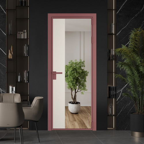 Межкомнатная дверь ProfilDoors 7 AG стекло Зеркало цвет профиля Красный антрацит вставка Перламутр белый