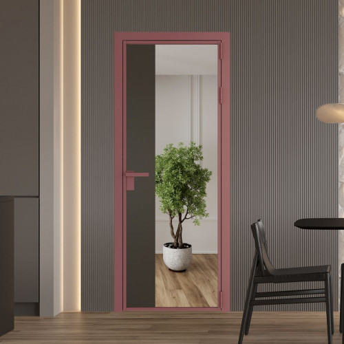 Межкомнатная дверь ProfilDoors 7 AG стекло Зеркало цвет профиля Красный антрацит вставка Перламутр бронза