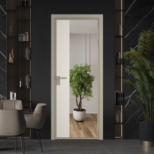 Межкомнатная дверь ProfilDoors 7 AG стекло Зеркало цвет профиля Никель матовый вставка Перламутр белый