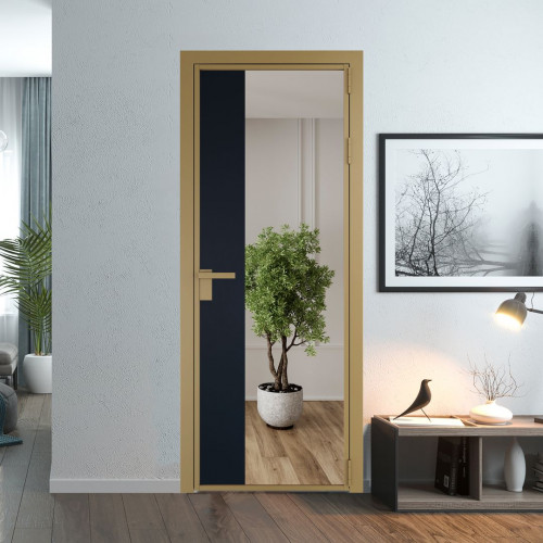 Межкомнатная дверь ProfilDoors 7 AG стекло Зеркало цвет профиля Золото вставка Нэви Блу