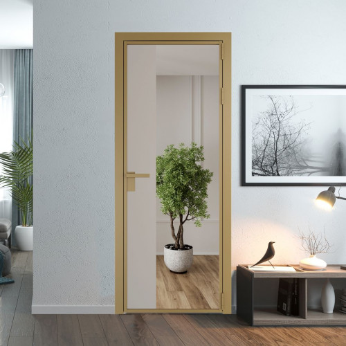 Межкомнатная дверь ProfilDoors 7 AG стекло Зеркало цвет профиля Золото вставка Сэнд