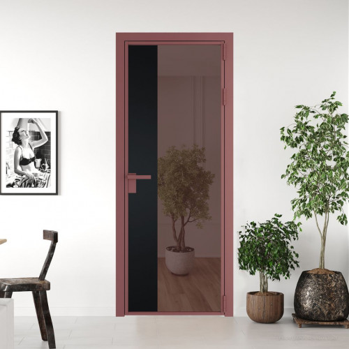 Межкомнатная дверь ProfilDoors 7 AG стекло Золотистая бронза цвет профиля Красный антрацит вставка Блэк