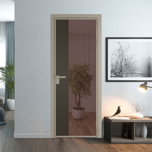 Межкомнатная дверь ProfilDoors 7 AG стекло Золотистая бронза цвет профиля Никель матовый вставка Перламутр бронза