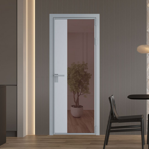 Межкомнатная дверь ProfilDoors 7 AG стекло Золотистая бронза цвет профиля Серебро вставка Лайт Грей