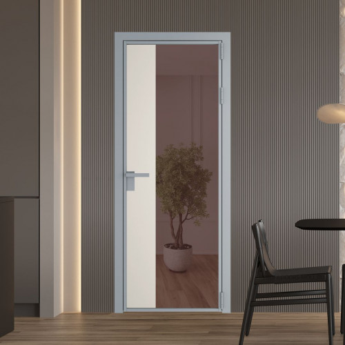 Межкомнатная дверь ProfilDoors 7 AG стекло Золотистая бронза цвет профиля Серебро вставка Перламутр белый