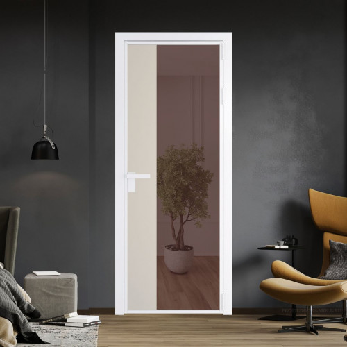 Межкомнатная дверь ProfilDoors 7 AG стекло Золотистая бронза цвет профиля Вайт вставка Кремовая Магнолия