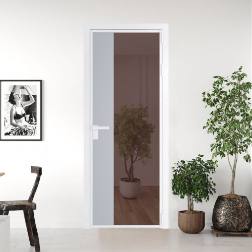 Межкомнатная дверь ProfilDoors 7 AG стекло Золотистая бронза цвет профиля Вайт вставка Лайт Грей