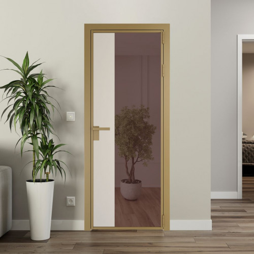 Межкомнатная дверь ProfilDoors 7 AG стекло Золотистая бронза цвет профиля Золото вставка Кремовая Магнолия