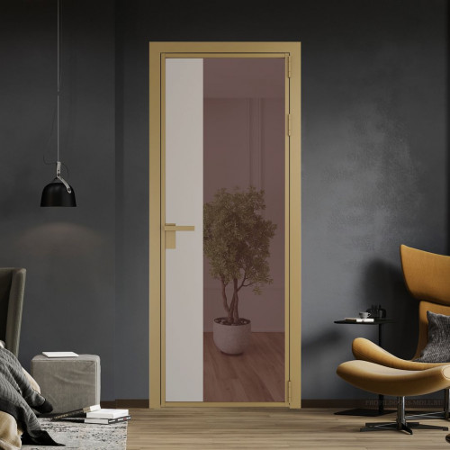 Межкомнатная дверь ProfilDoors 7 AG стекло Золотистая бронза цвет профиля Золото вставка Сэнд