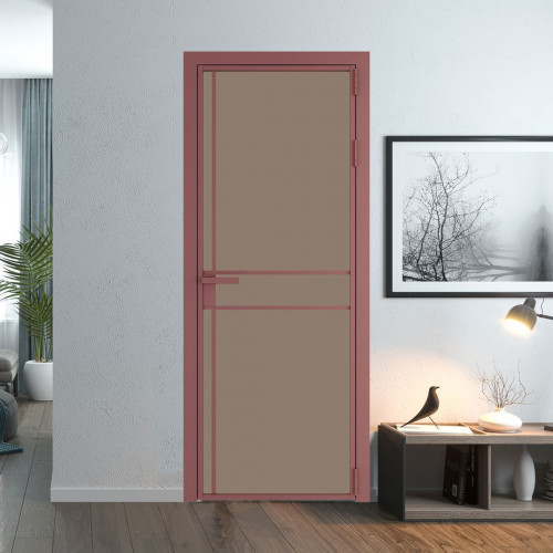 Межкомнатная дверь ProfilDoors 9 AG стекло Монохром капучино триплекс цвет профиля Красный антрацит