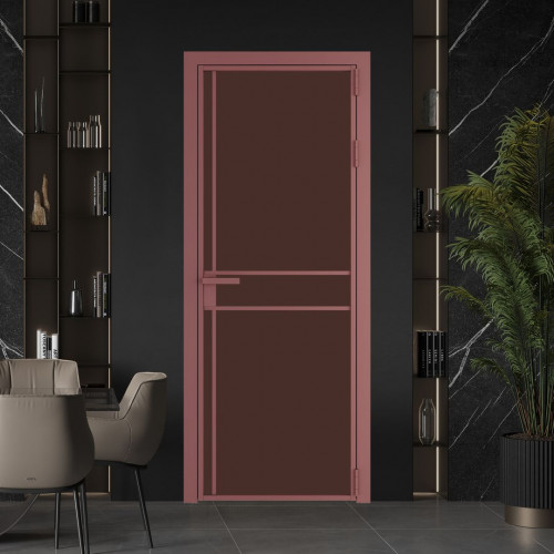 Межкомнатная дверь ProfilDoors 9 AG стекло Монохром шоколад триплекс цвет профиля Красный антрацит