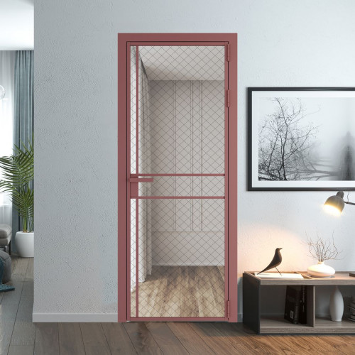 Межкомнатная дверь ProfilDoors 9 AG стекло Ромб черный цвет профиля Красный антрацит