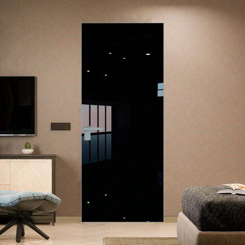 Межкомнатная дверь ProfilDoors 1 AGK цвет Lacobel Черный лак кромка Серебро