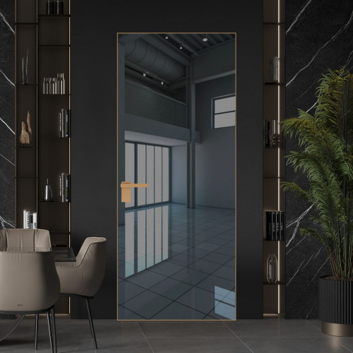 Межкомнатная дверь ProfilDoors 1 AGK цвет Зеркало Grey кромка Золото