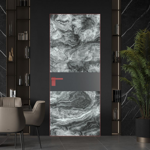 Межкомнатная дверь ProfilDoors 5 AGK цвет Атриум серебро вставка Графит кромка Красный антрацит